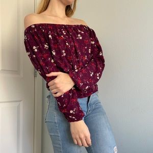 Floral Off-the-Shoulder Flowy Shirt